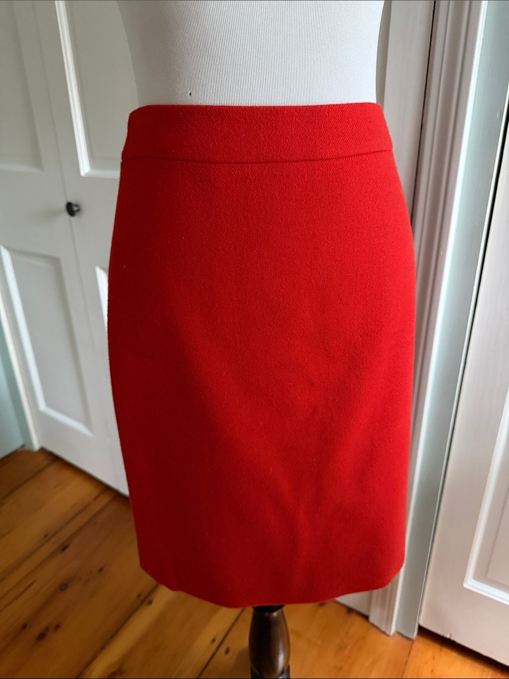 JCrew Red-Orange Classic Wool Pencil Skirt